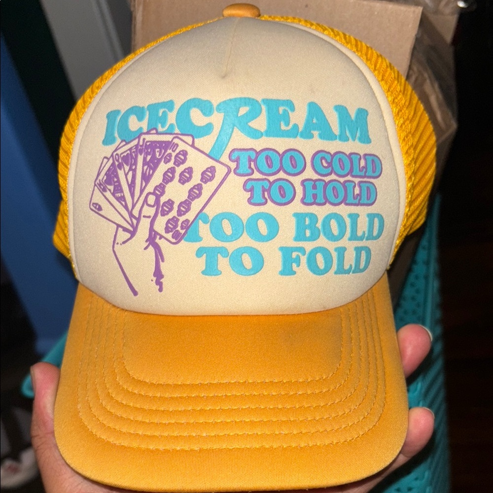 Yellow and Cream ICE CREAM Trucker Hat